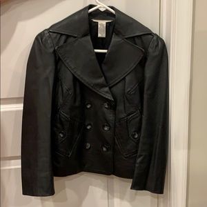 Women black leather jacket. Size 4